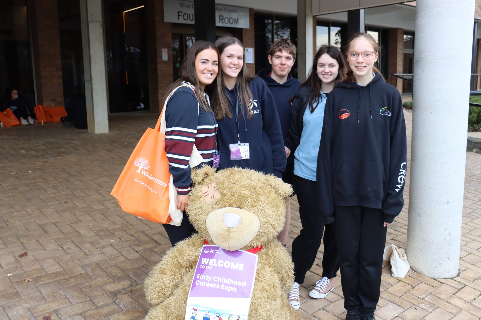 Warragul Regional College students attending the early childhood care education expo are (l-r), Natasha McLean, Mia Trewin, Caleb Windsor, Kiahna Libbis and Katie-Ann Stone