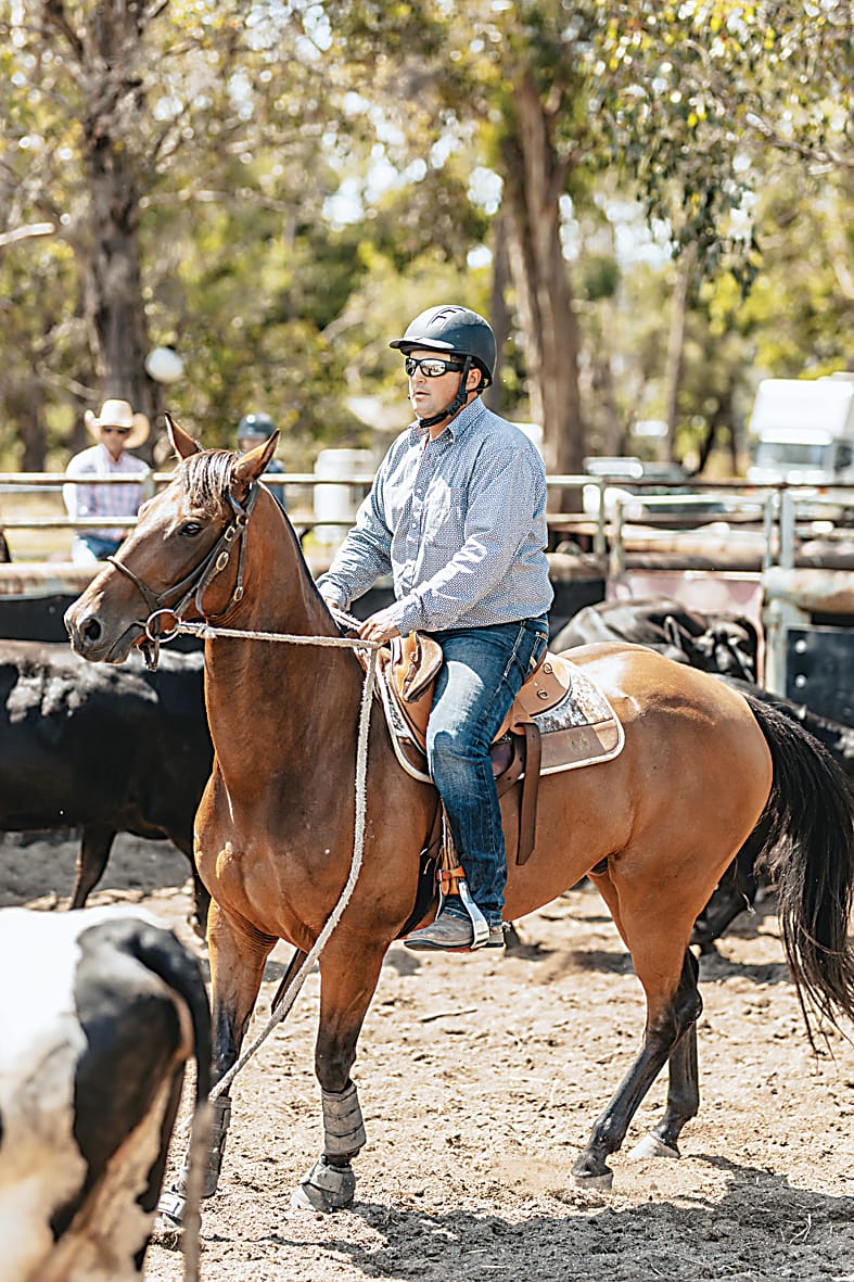 Glen Rand riding Mandoo in the camp in the Graeme McKnight Memorial Draft