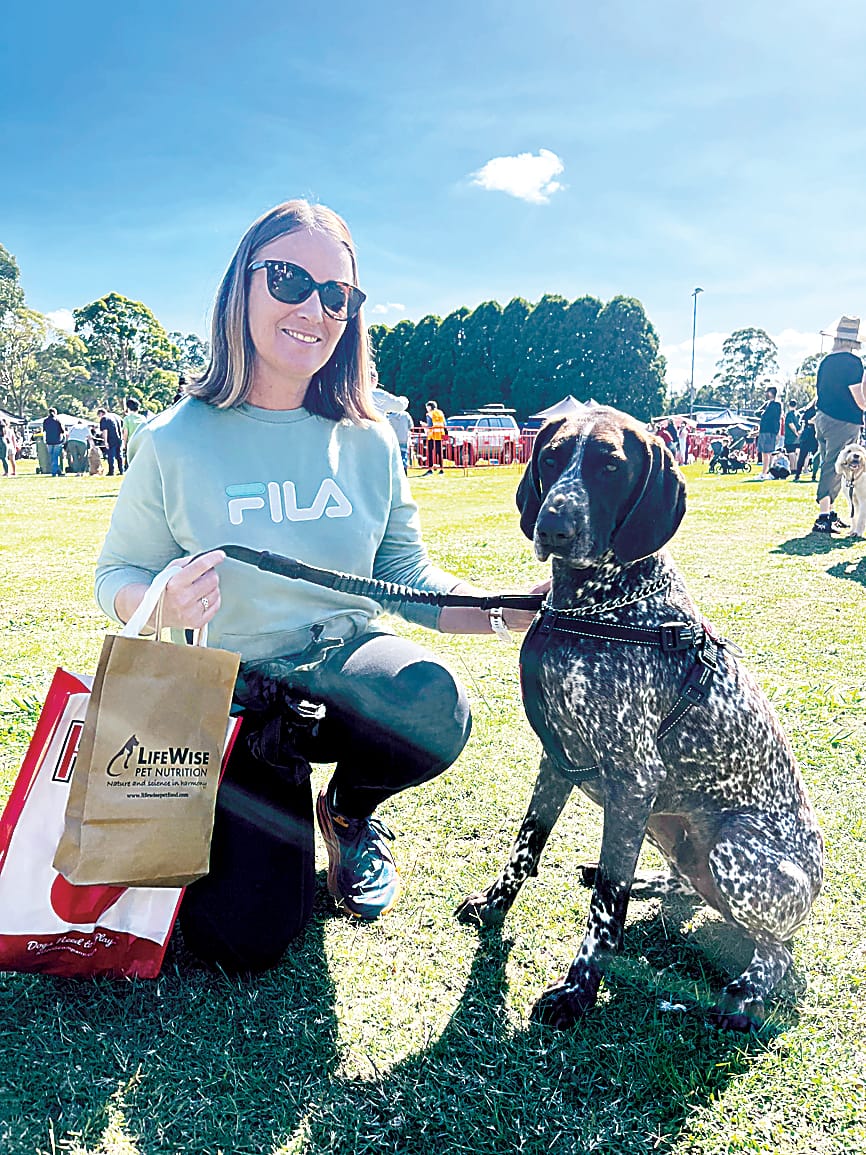 Clare Fritzlaff with her dog Jesse at the expo.