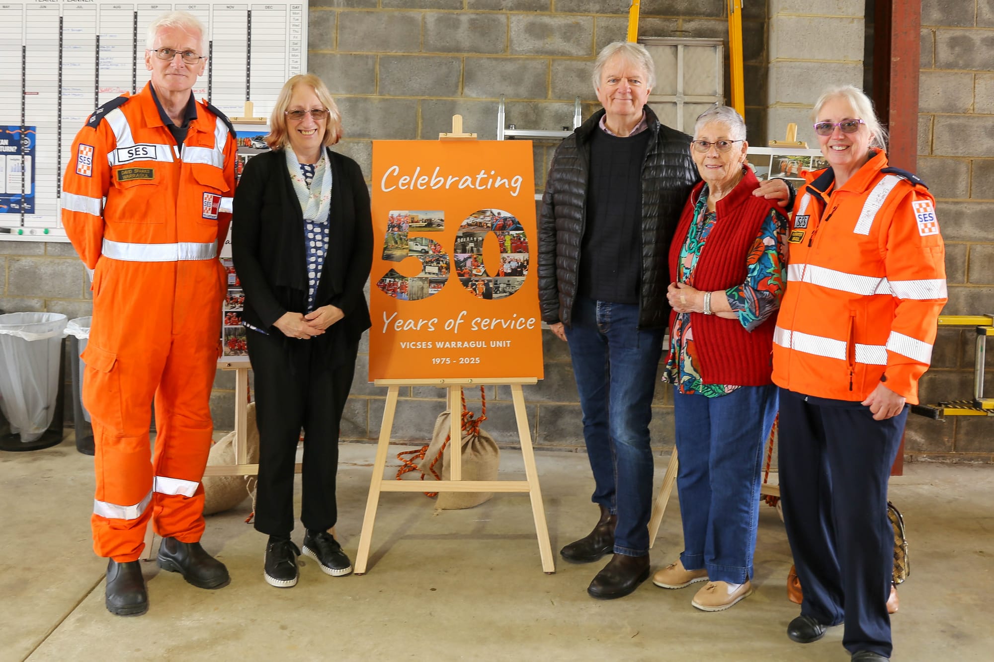 Long term members David Sparks, Wendy Shiels, John McLennan, Cath Wood and Kath Paynter at the 50tha anniversary open day.