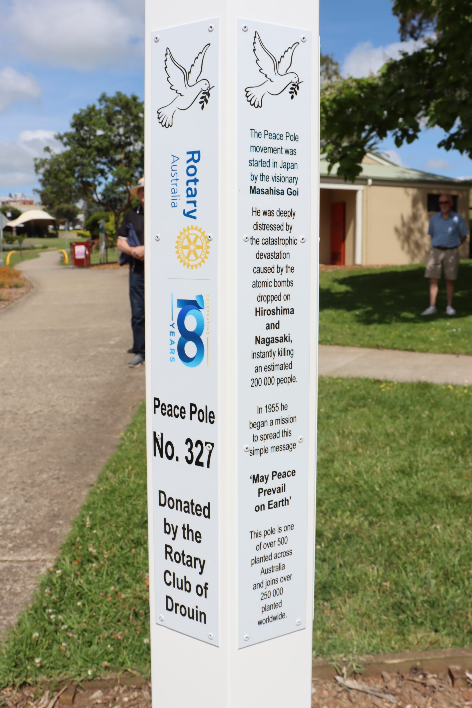 Pole unveiled at Drouin is a "wish for world peace"