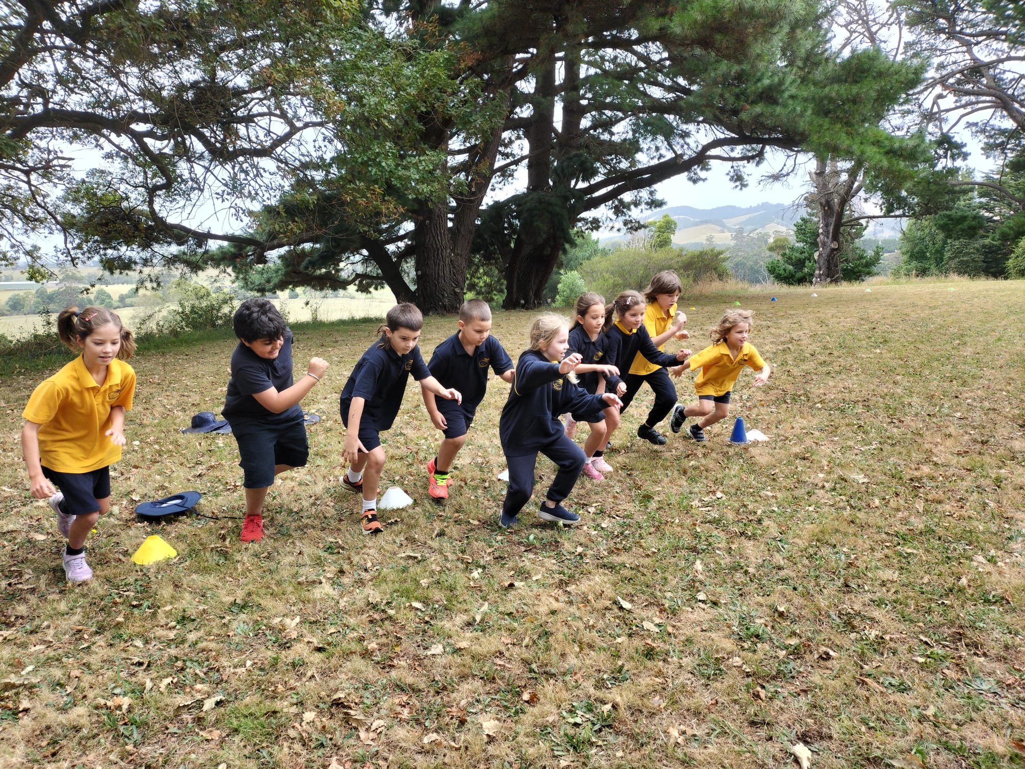 Eliza Conroy, Johnny Khurana, Tate Oldham, Blayze Leedekerken, Grace Janssen, Willow Gonzalez, Eden Conroy, Max Foley and Elijah Saward begin the grade one and two 400 metre race.