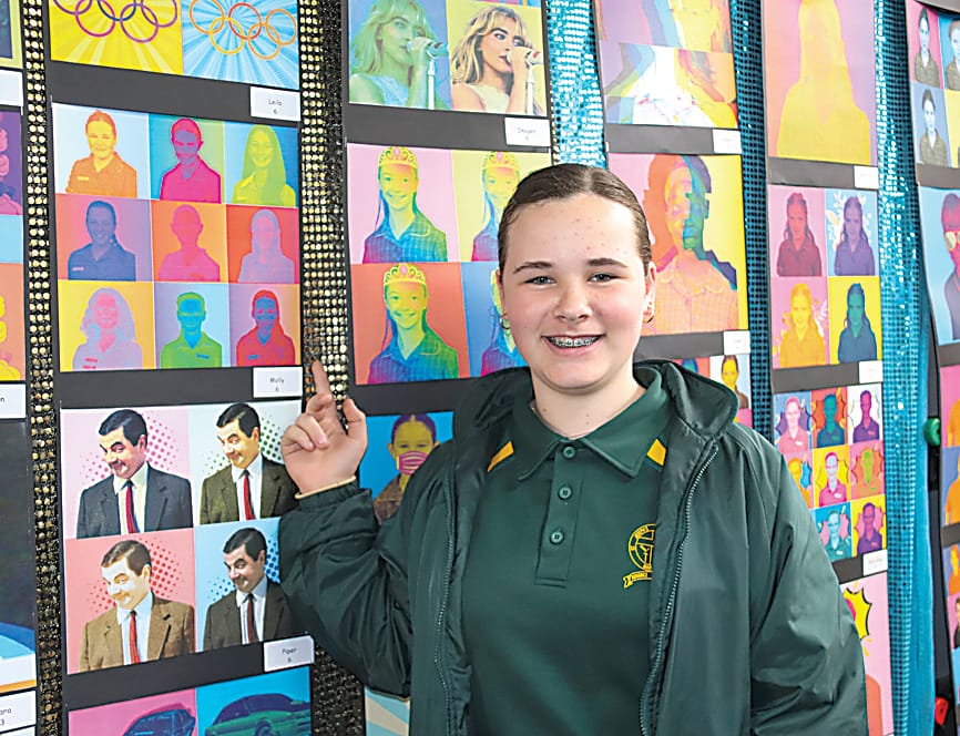 Grade six student Molly used Canva to create an Andy Warhol style pop art picture collage of her friends.