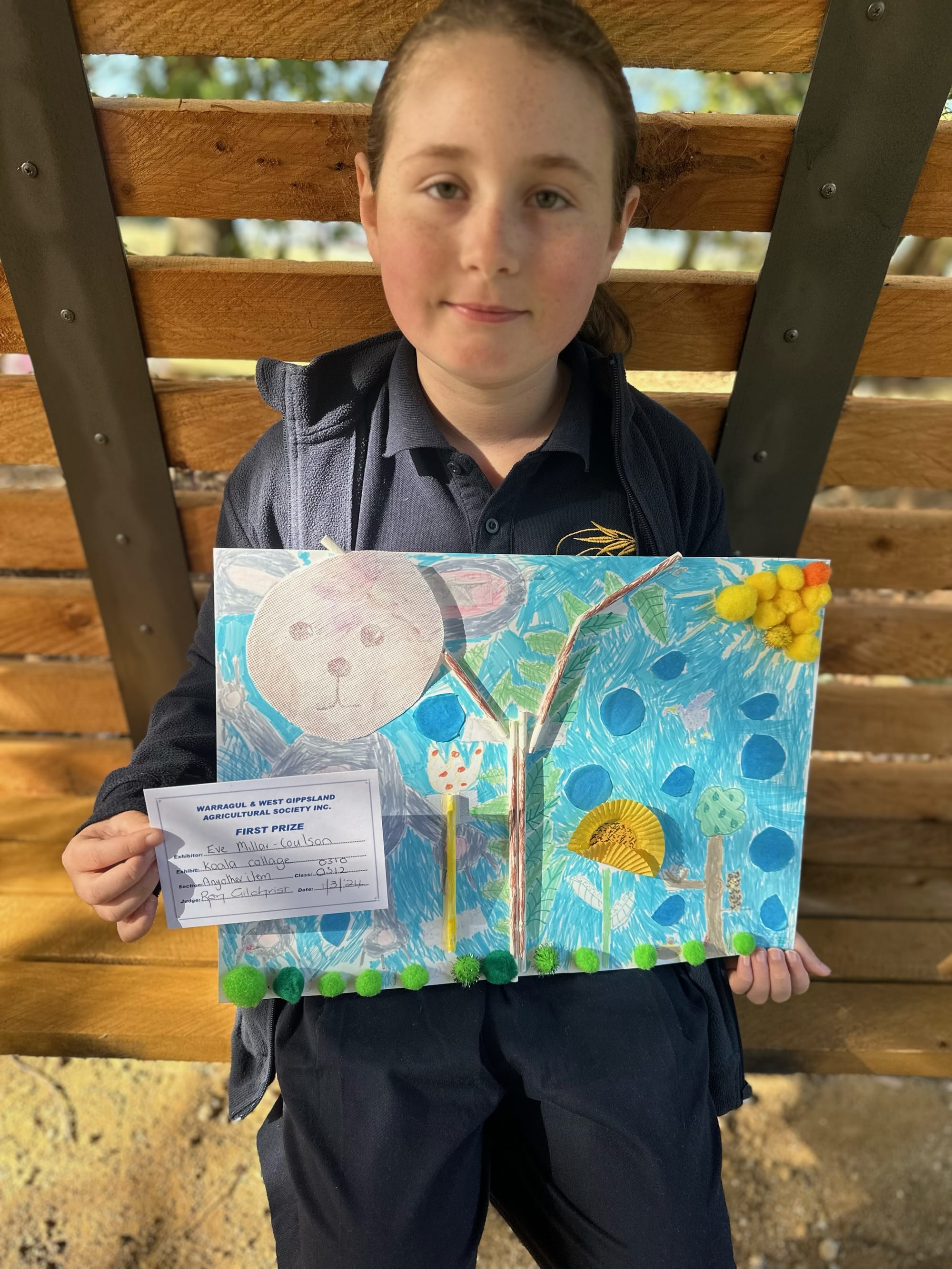 Grade four student Eve Millar-Coulson was very proud of her first placing in the Warragul Show.