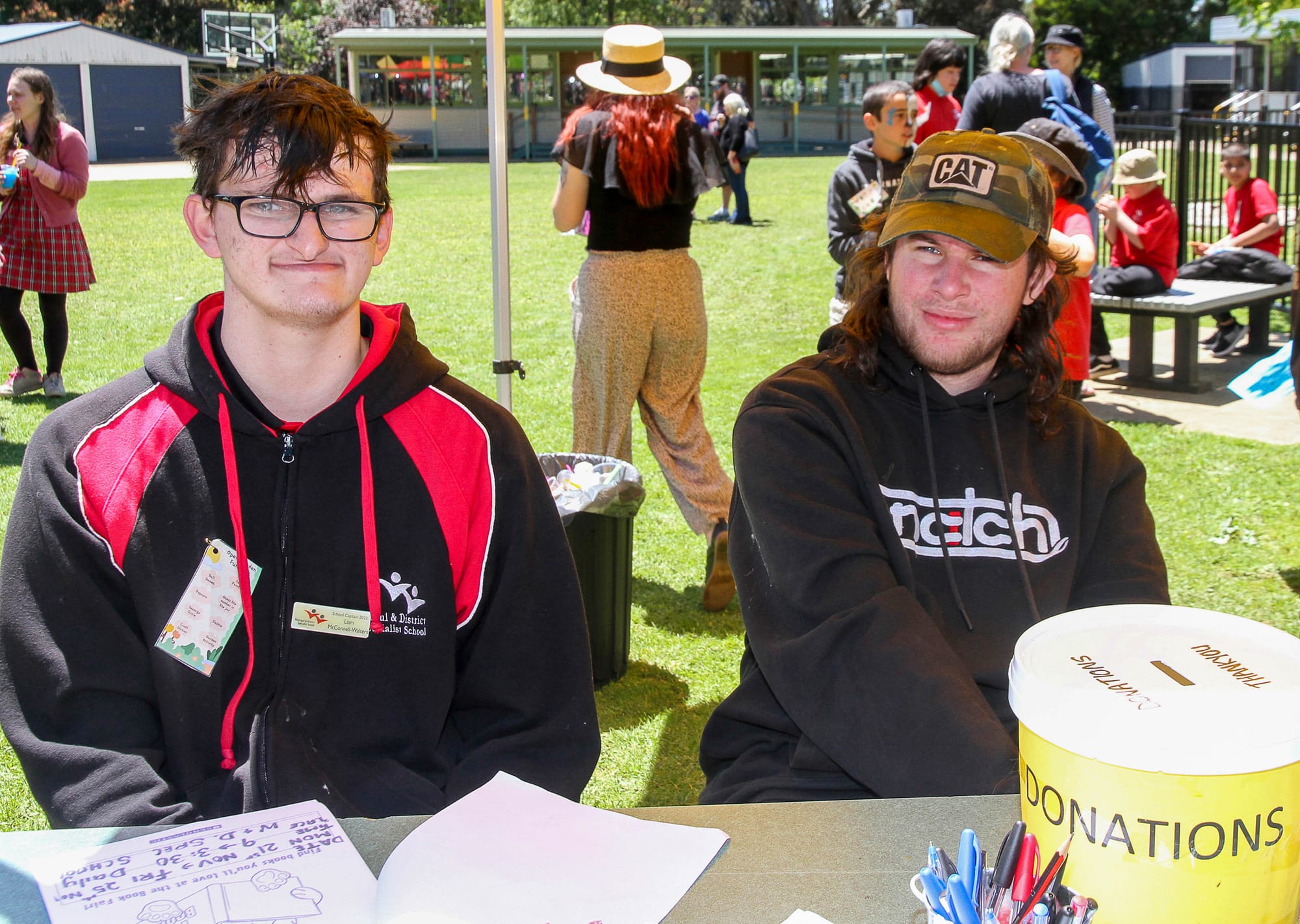 School captains Liam and Alex enjoy the open day.