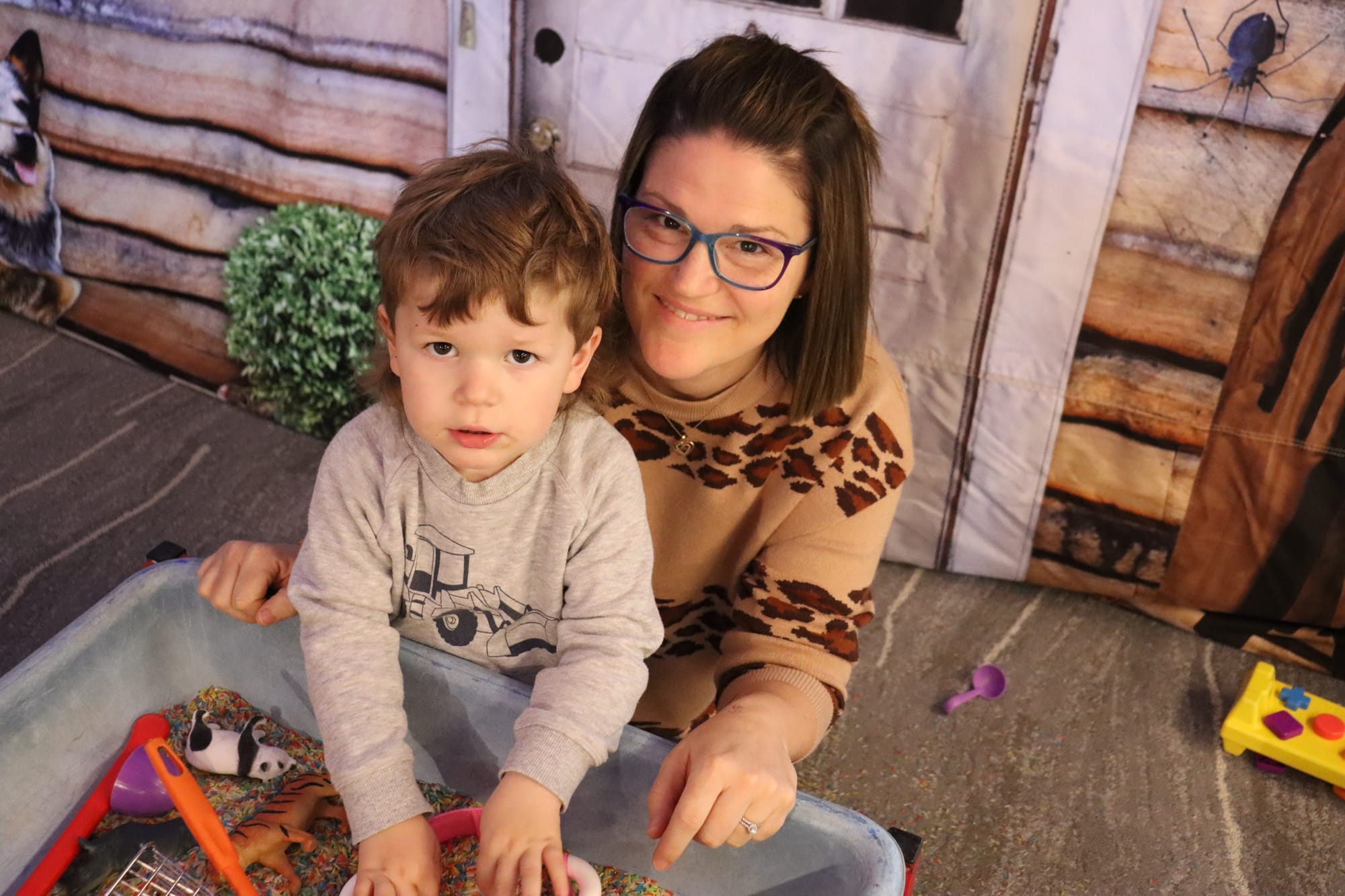 Catie and Mac Schwennesen enjoying the pop-up playground at the careers expo