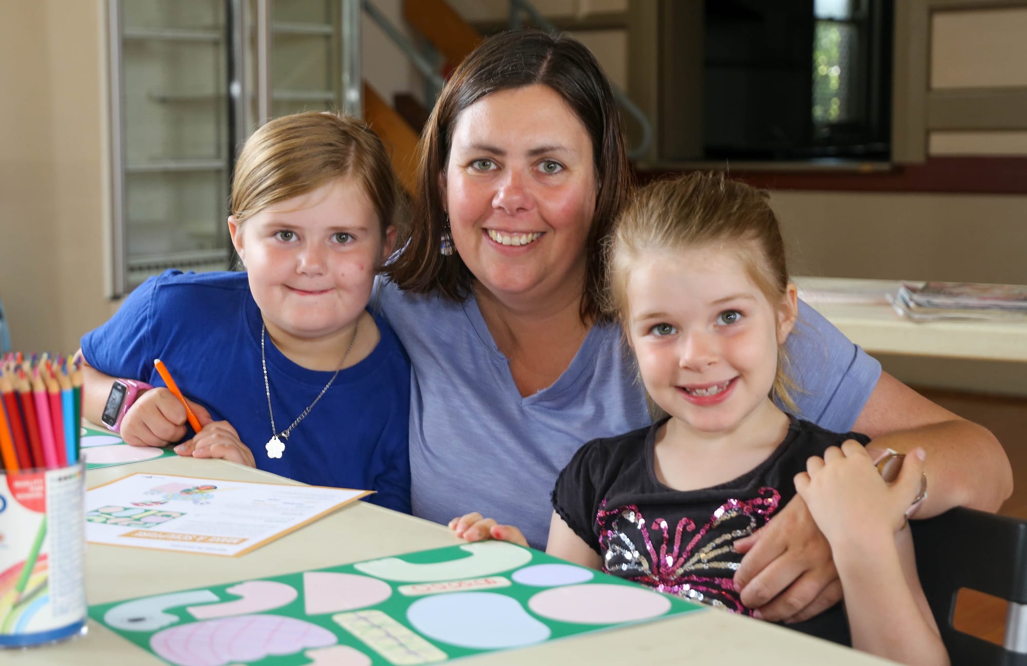 Erin, Louise and Gracie Gerlach from Trafalgar have fun at Trafalgar Public Hall.