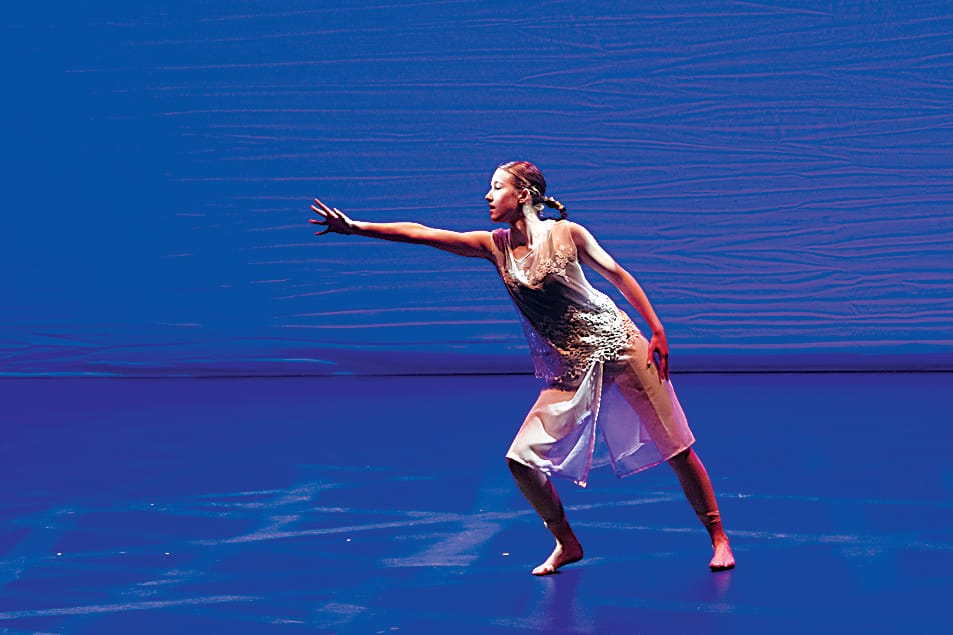 Year eight student Meg Mclnerney performs as part of the dance ensemble at St Paul's Centrepiece Concert. 