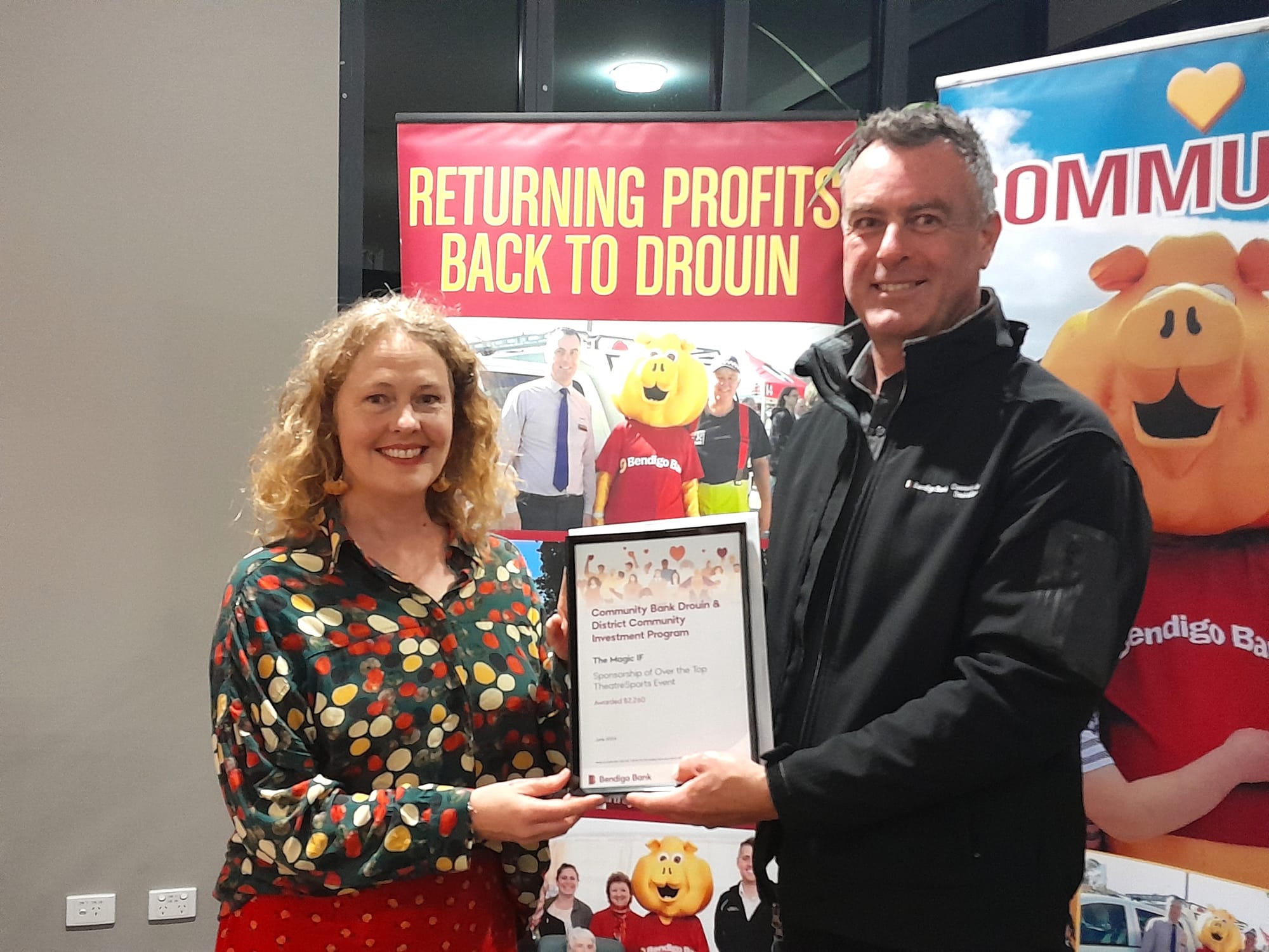 The Magic IF Rebecca Vandky-Hamilton with branch manager Rob Hutchinson.