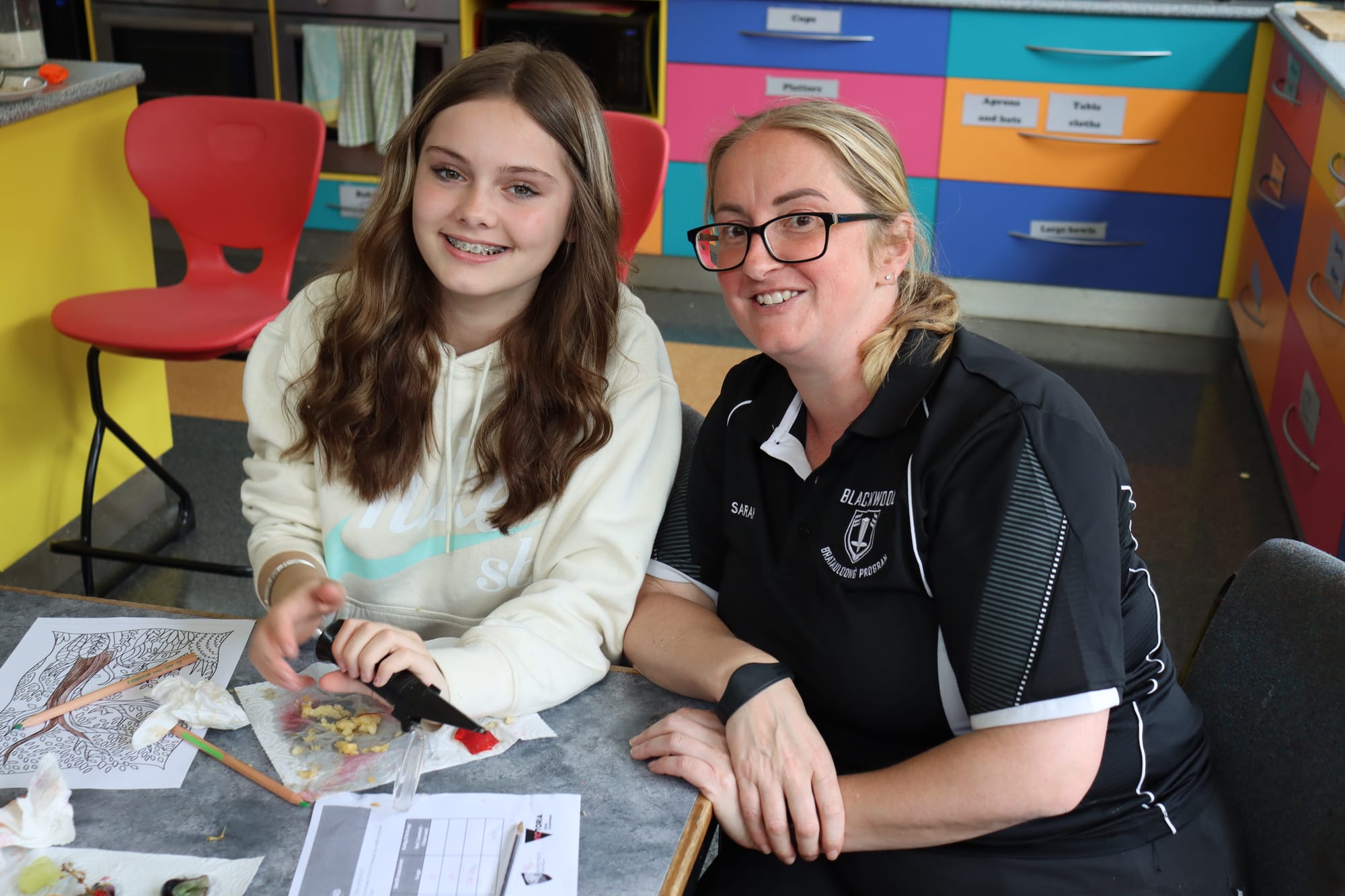 Blackwood student Ruby Musso with teacher Sarah Hemphill