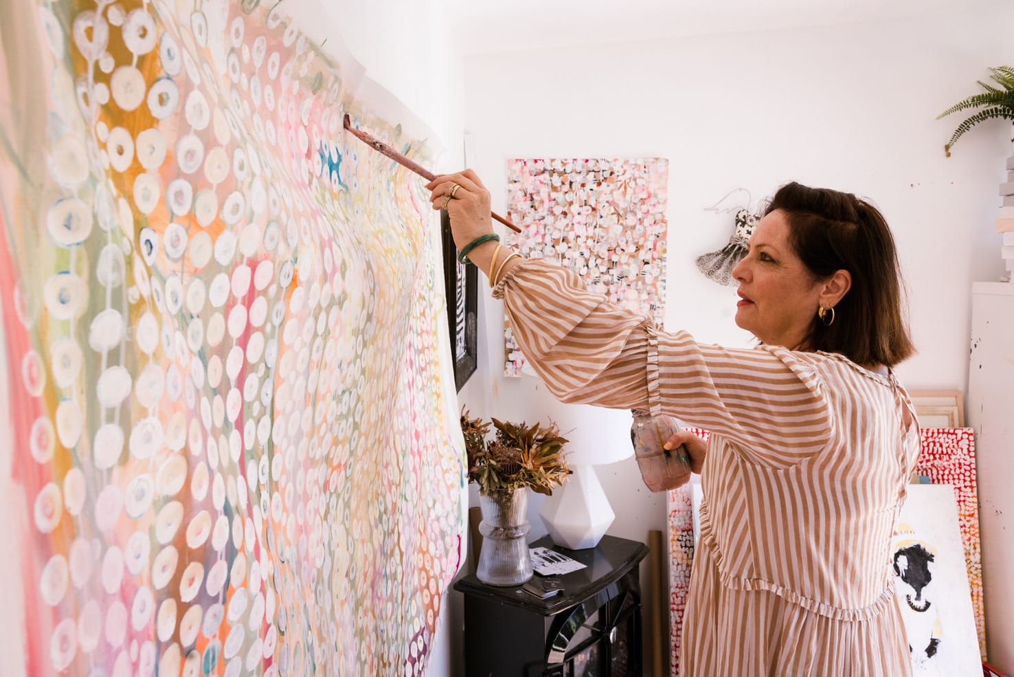 Drouin Painter Janine Riches has a passion for painting abstract geometric shapes. Photo credit Lauren Murphy.