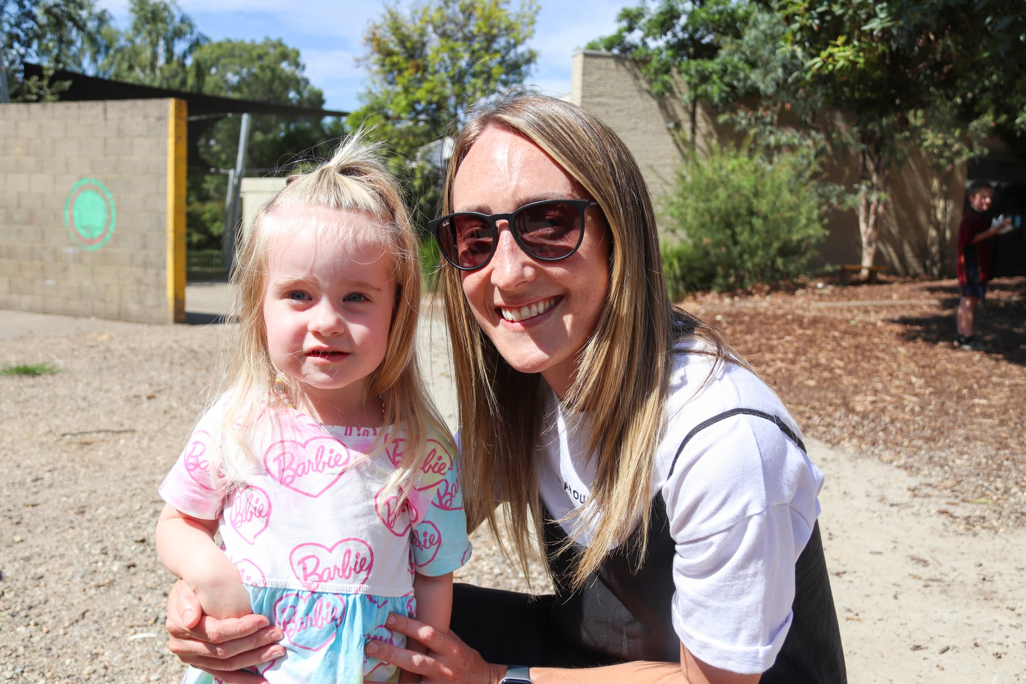 Tayla (left) and Mum Alesha (right) Edelmaier came to visit big sister Dakota's classroom at school.