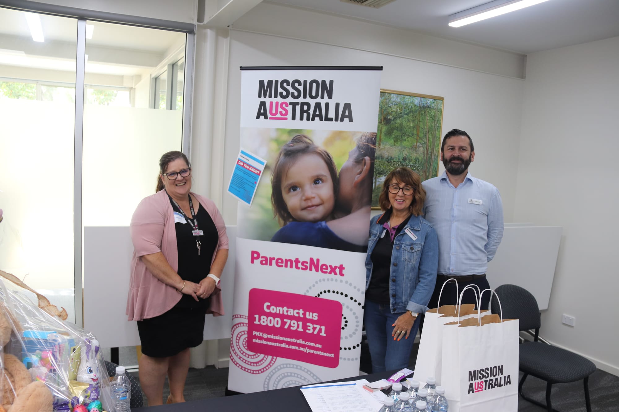 Nerida Quigley and Lisa Watson from Mission Australia with Luke Arber from DEWR
