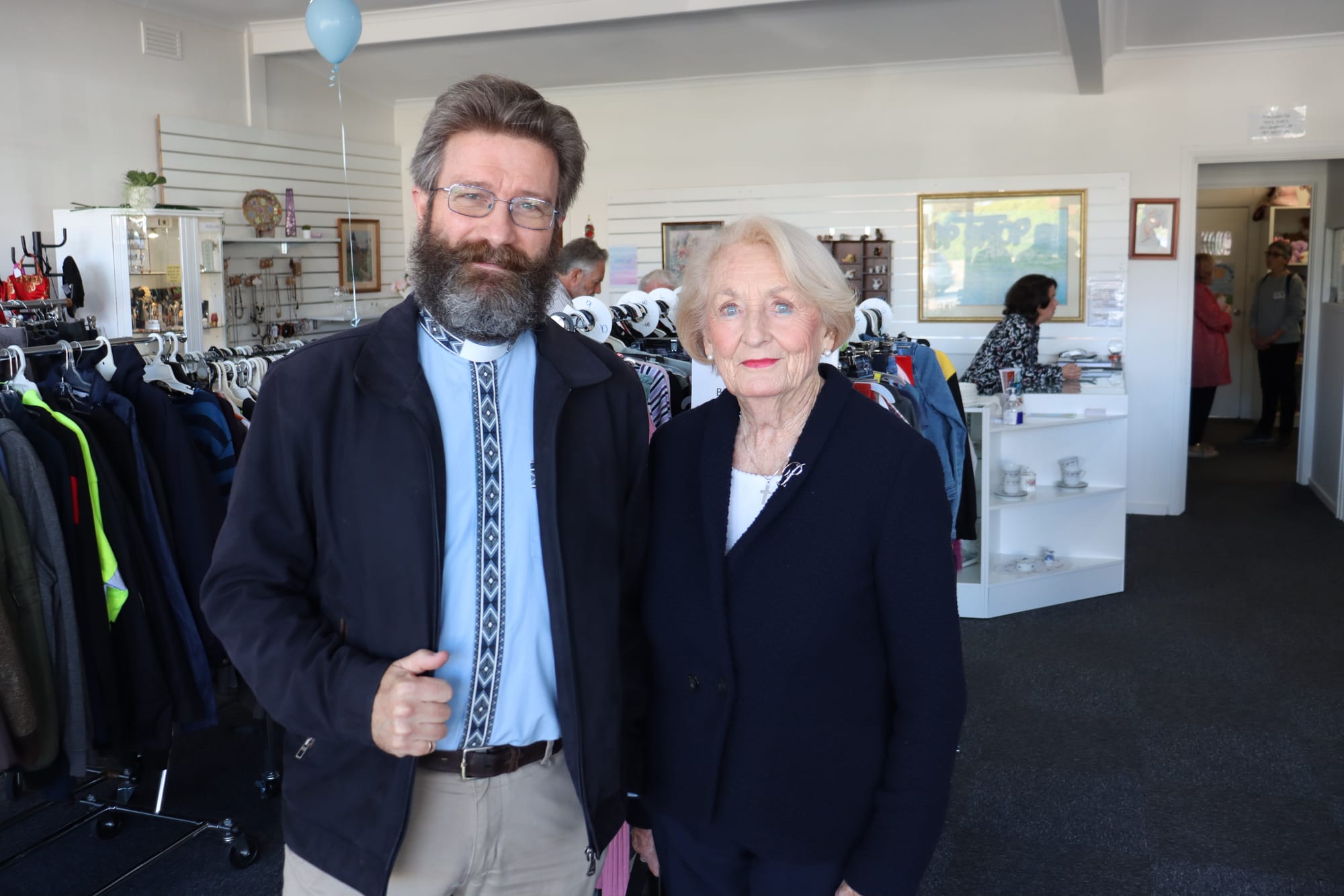 Drouin Anglican Church Rector, John Webster with long time volunteer Pauline Davies