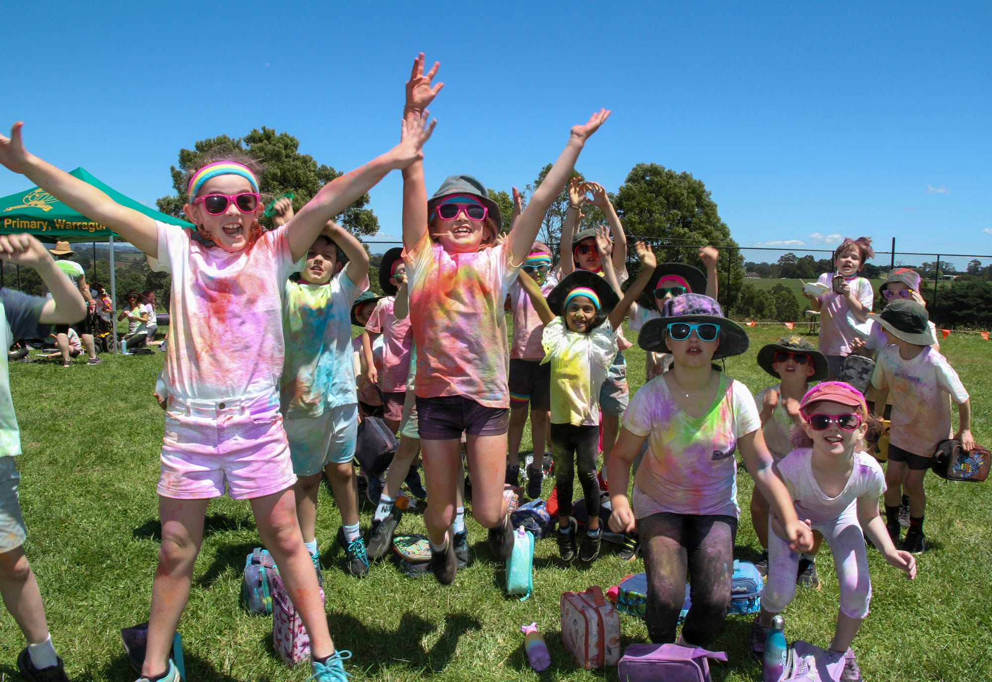 Loving the Colour Run at St Joseph's Primary School in Warragul are (from left) Ivy, Isla, Ashleigh and Louella.