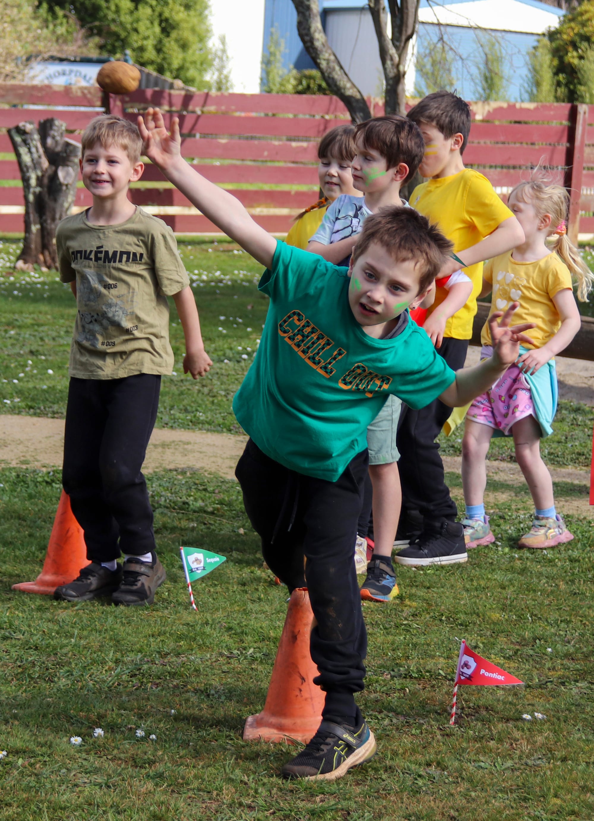 Tossing his potato is Sonny Eerhard.