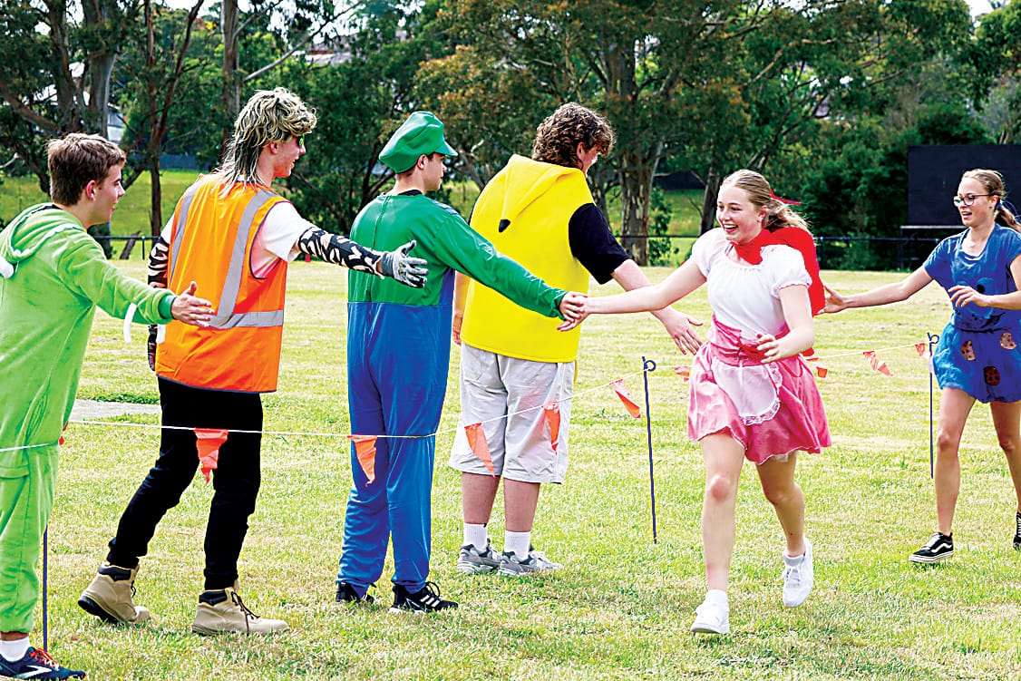 St Paul's Prefects epitomsing leadership and community spirit during the lively Prideaux Gallop are (from left) Max O'Connor, Caleb McKenna, Lachlan Maddock, Benjamin Denton, Ruby Langham and Charlotte Brown.