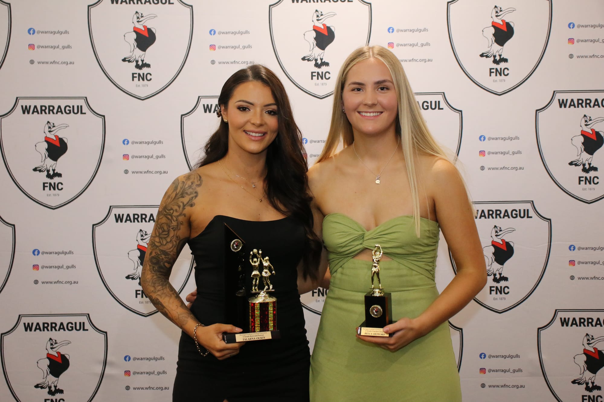 The C grade netball award winners best and fairest Talarna Olsen (left) and, coaches award Bella Hefford. Absent: runner-up best and fairest Georgia Lyons.