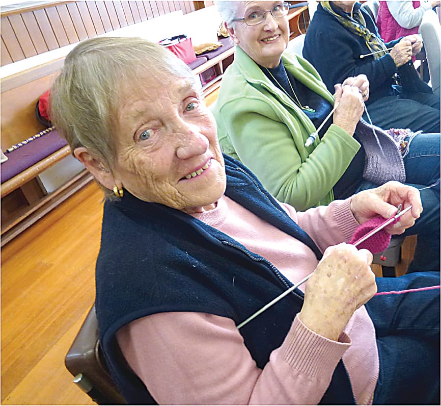 Marlene Sherburn from Garfield is amongst a group of knitters preparing for the Festival of Scarves, Hats and Rugs. Photographs by Roman Kulkewycz.