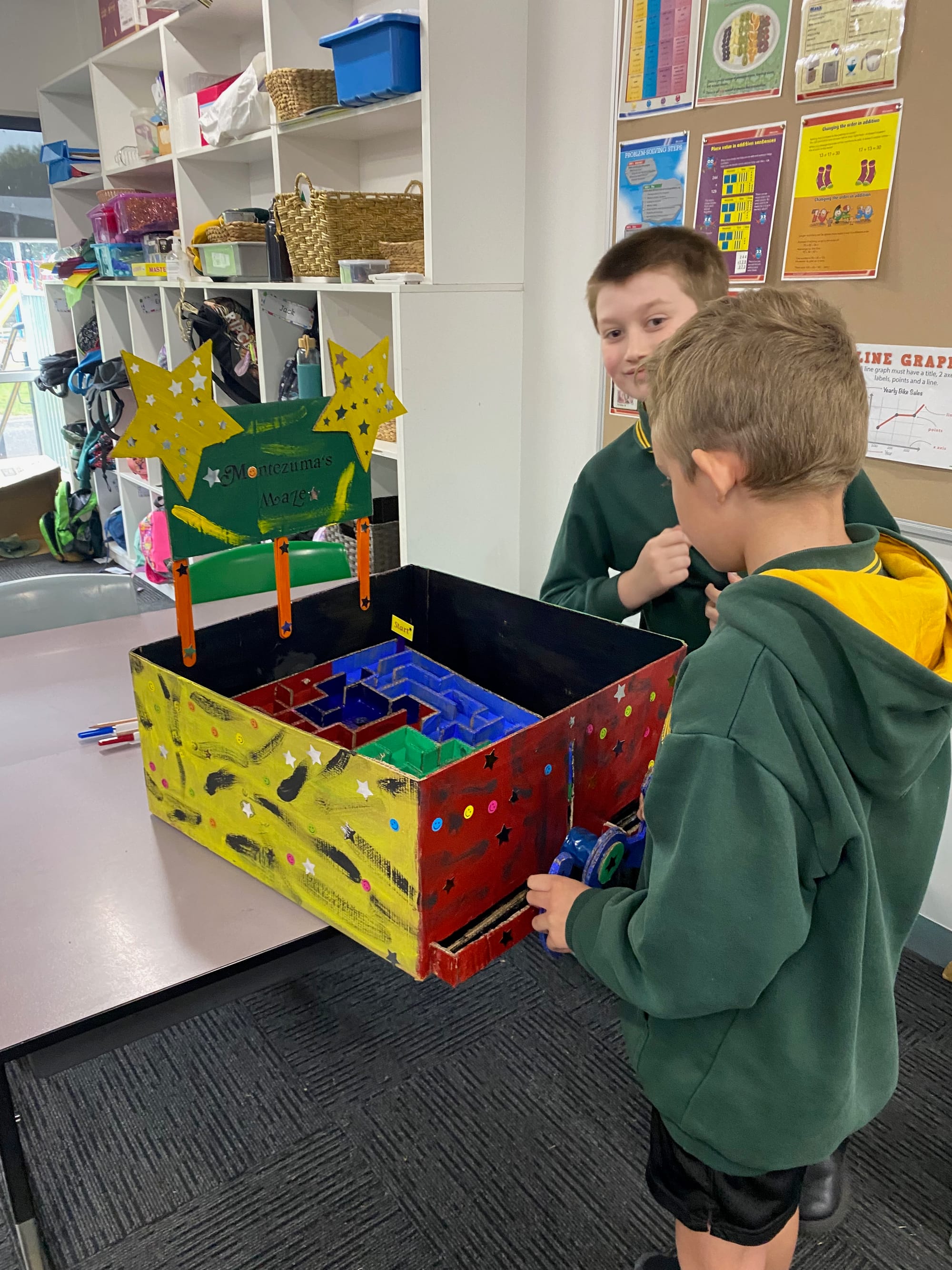 Jimmy and Angus on Angus' arcade game