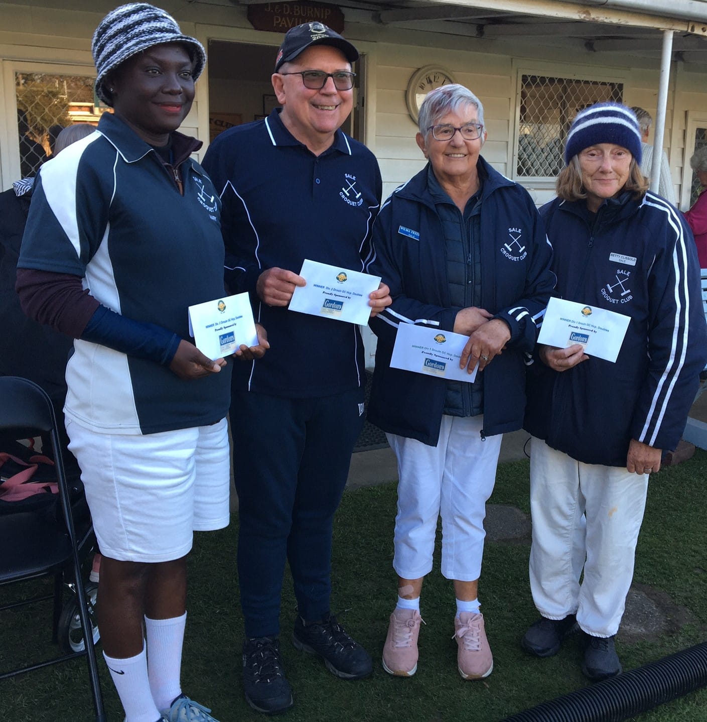 The annual golf croquet handicap doubles winners at Drouin were Sale's Mary Tabrah and Mark Vitlin (division two) and Wilma Freeman and Betty Clissold (division one).