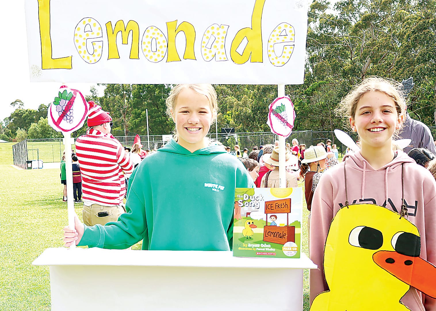 St Paul's year six students Finlay Heenan (left) and Nina Vanschyndel team together as characters from 
