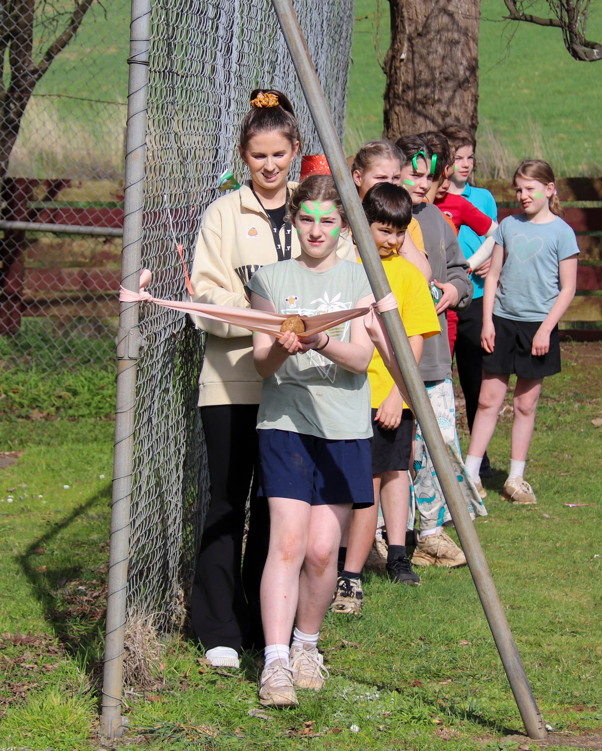 Preparing to launch her potato is Jemima Molesworth.