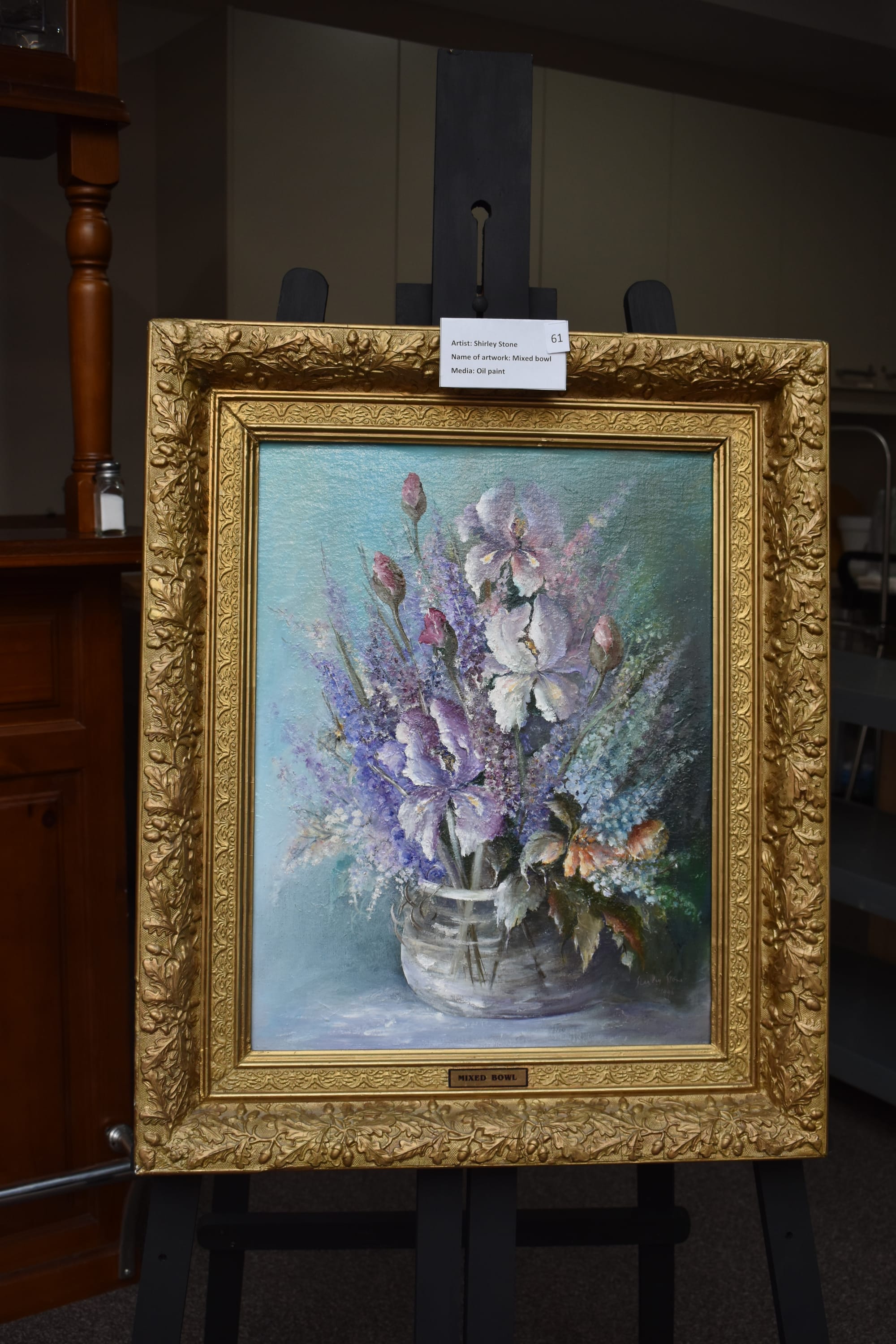 On of Shirley Stone's favourite pieces she has created in an ornate frame.