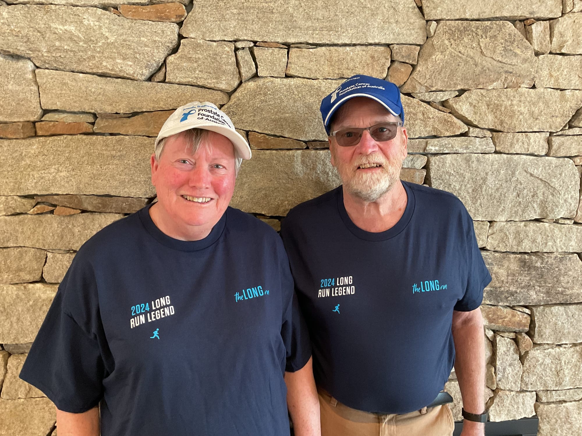 Prostate cancer survivor Linton Blackwell (right) will be supported by his wife Pam (left) as he walks from Moe to Warragul on Wednesday as part of The Long Run.