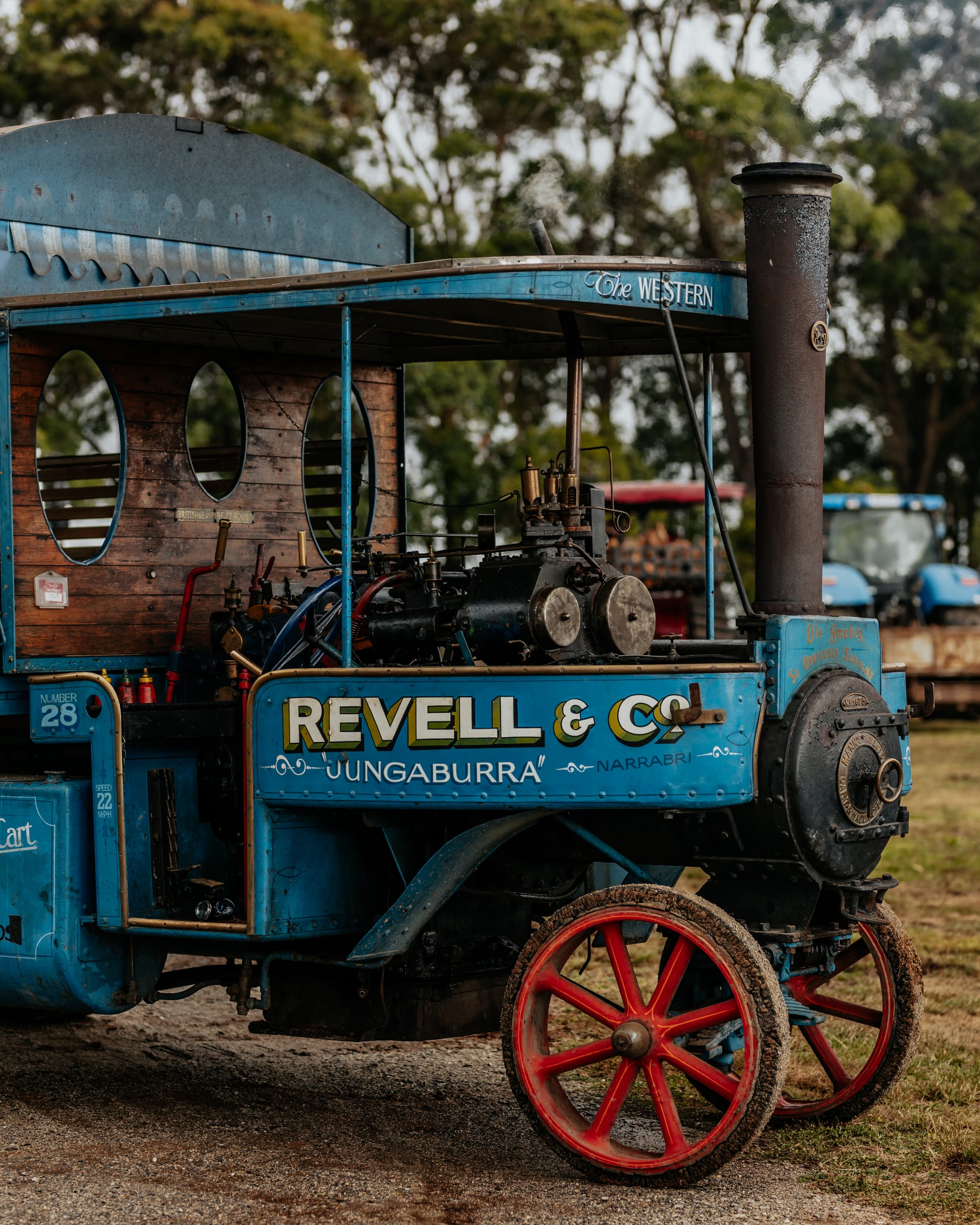 Peter Tack with a tank, one of the more unique vehicles on display.