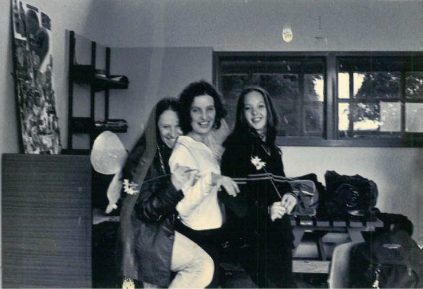 WRC class of 97 students Amy Higgs (Walsh), Kara Gough and Jade Cameron (Mann) having fun in the year 12 common room.