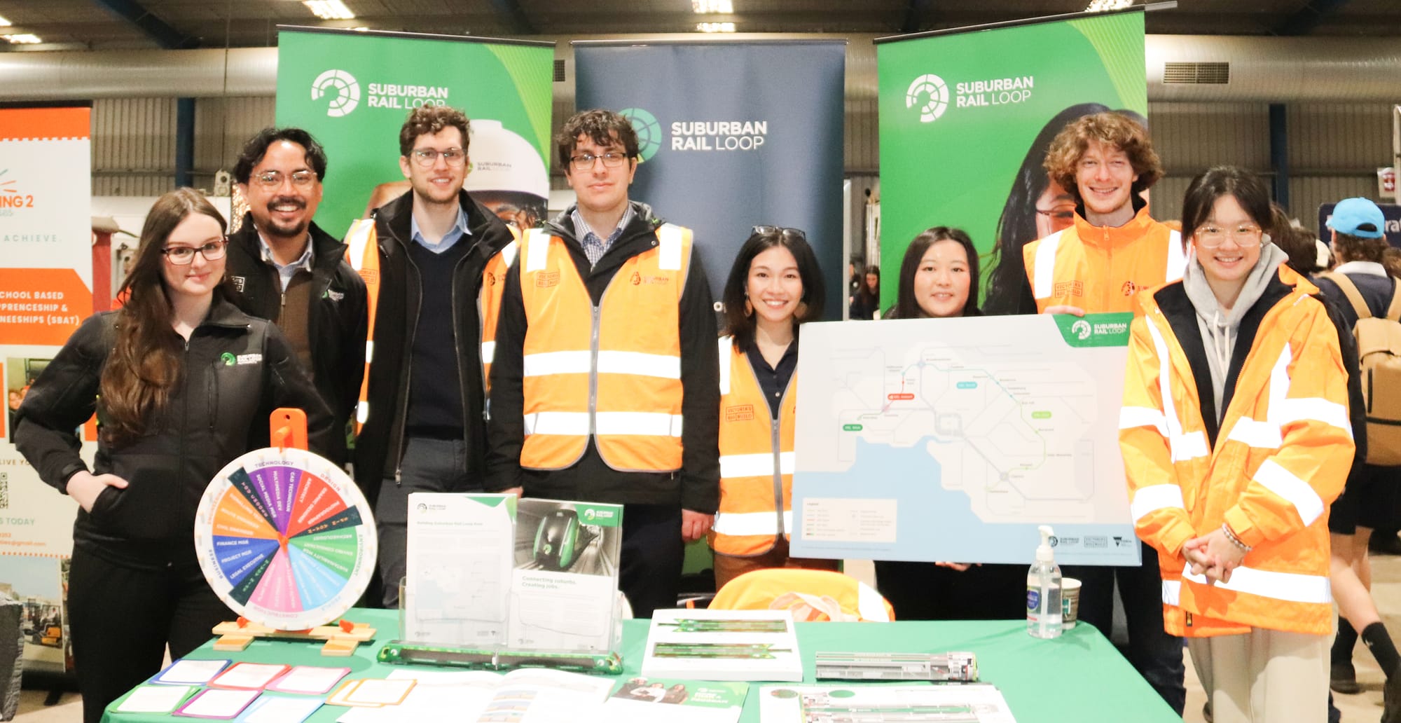 Suburban Rail Loop Graduates from left Bree, Jed, Anthony, Luke, Emily, Joyce, Beran and Feng