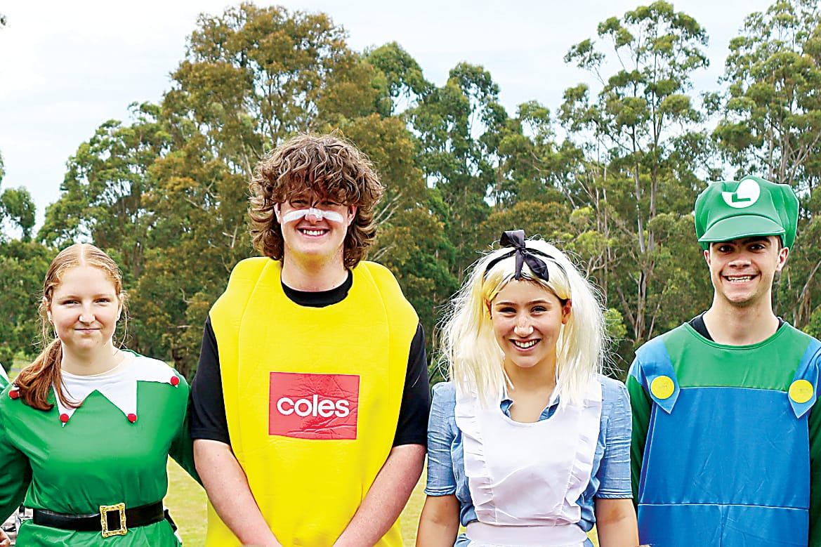 Dressing up are (from left) Ella May, Benjamin Denton, Amelie McWilliam and Lachlan Maddock. Each student had to dress as a character using the first letter of their name.