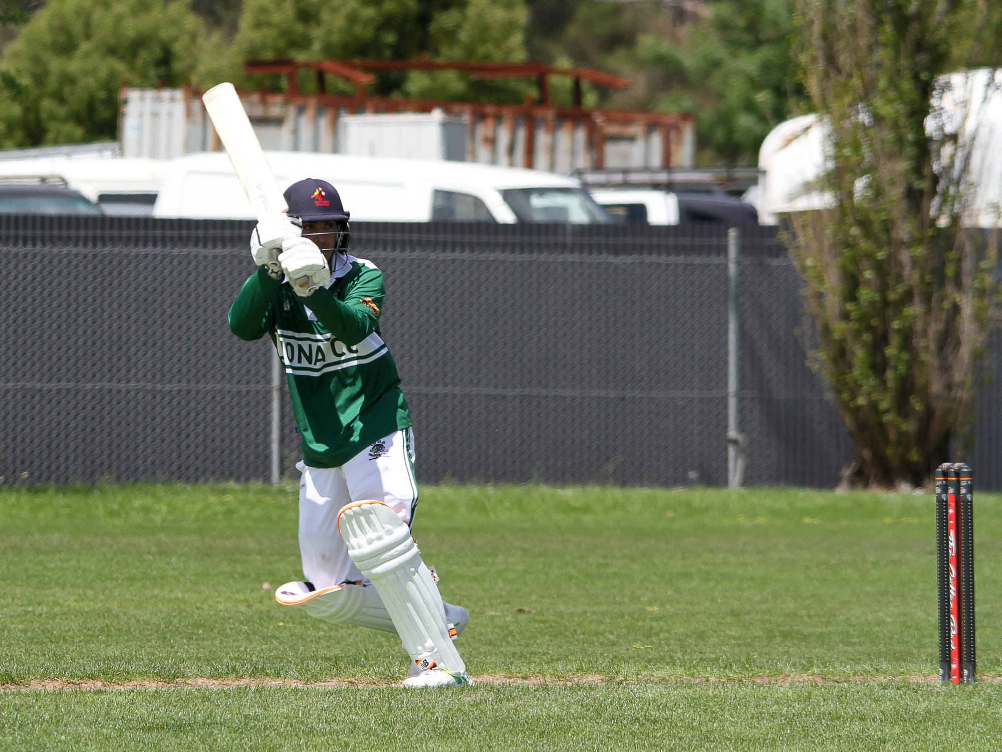 Iona's Jesse Depasquale hits a shot to the leg side. 