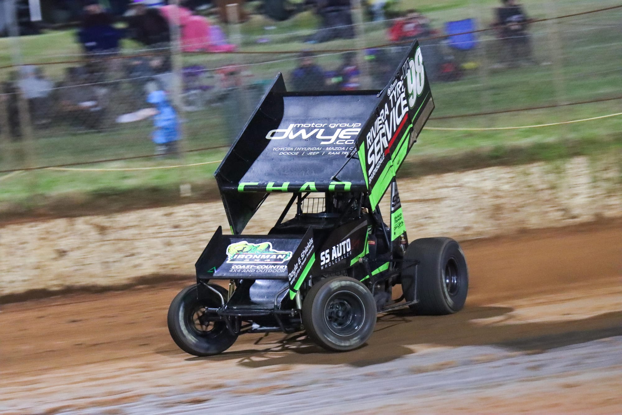 Racing in a sprintcar is Shane Steenholdt from Bairnsdale.