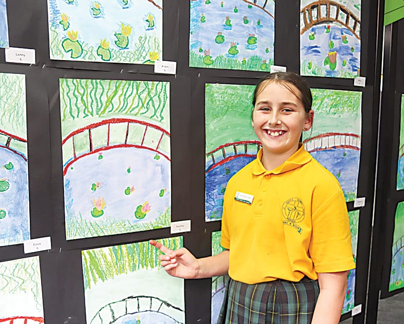 Inspired by Monet's waterlilies, grade six student Xanthe said she used water colours create her painting.