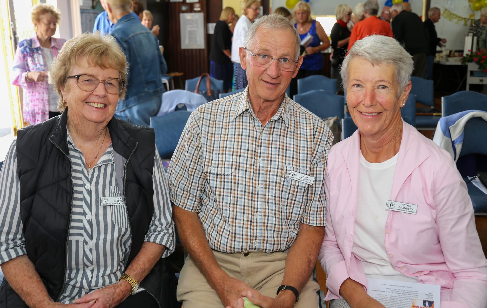 Tina Phipps, Con Versteden and Petra Shandley enjoy morning tea.