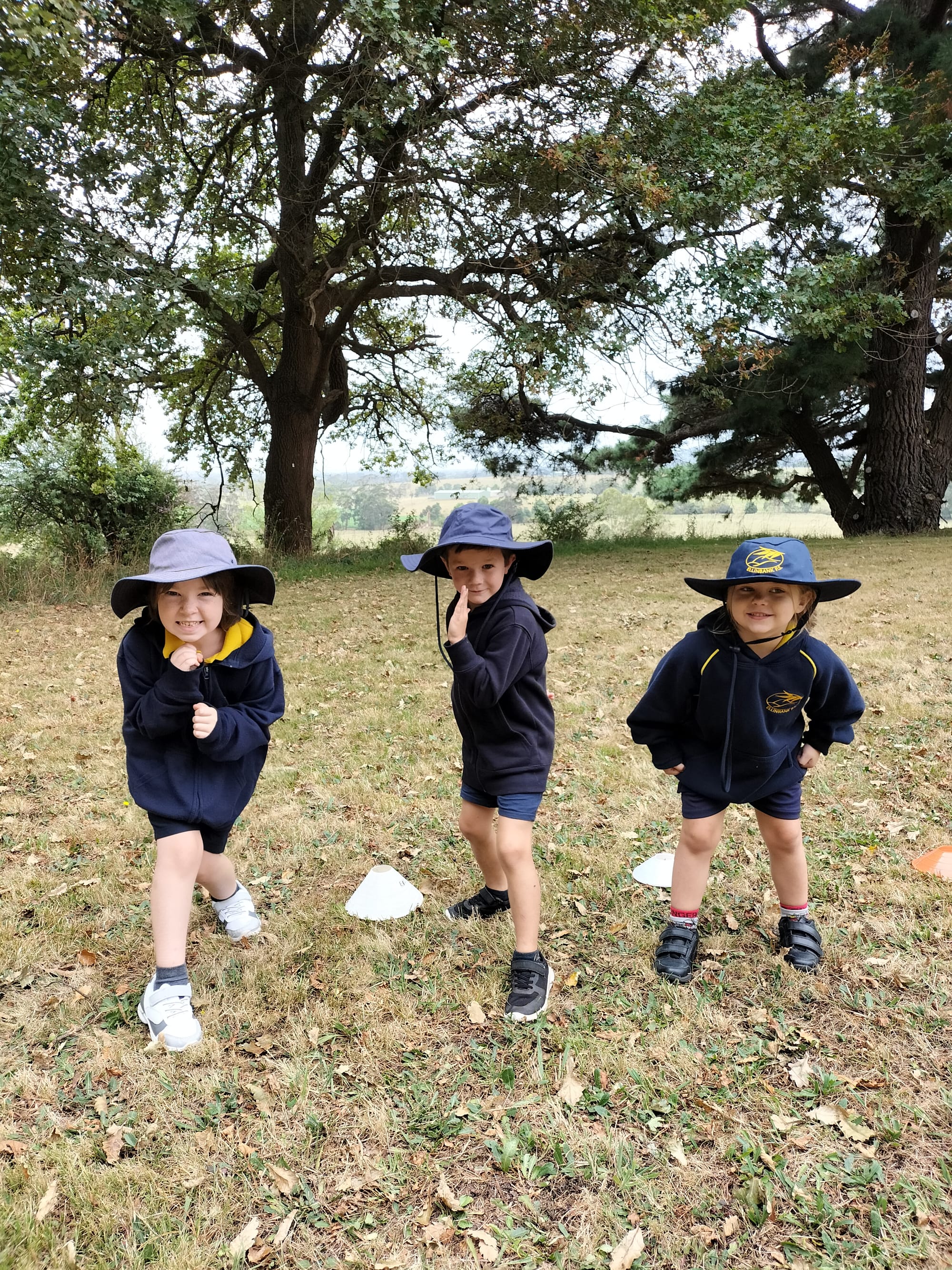 Jack Foley, Flynn Mitchell and Madi Ashby ready to start the 200 metre prep/grade one race.