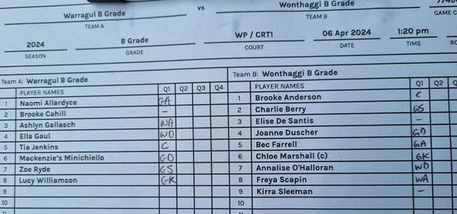 Netball GFNL B Grade - Warragul Vs. Wonthaggi - 06.04.2024 post image