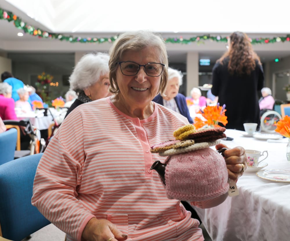 Tea cosies on display at Abbey Gardens post image